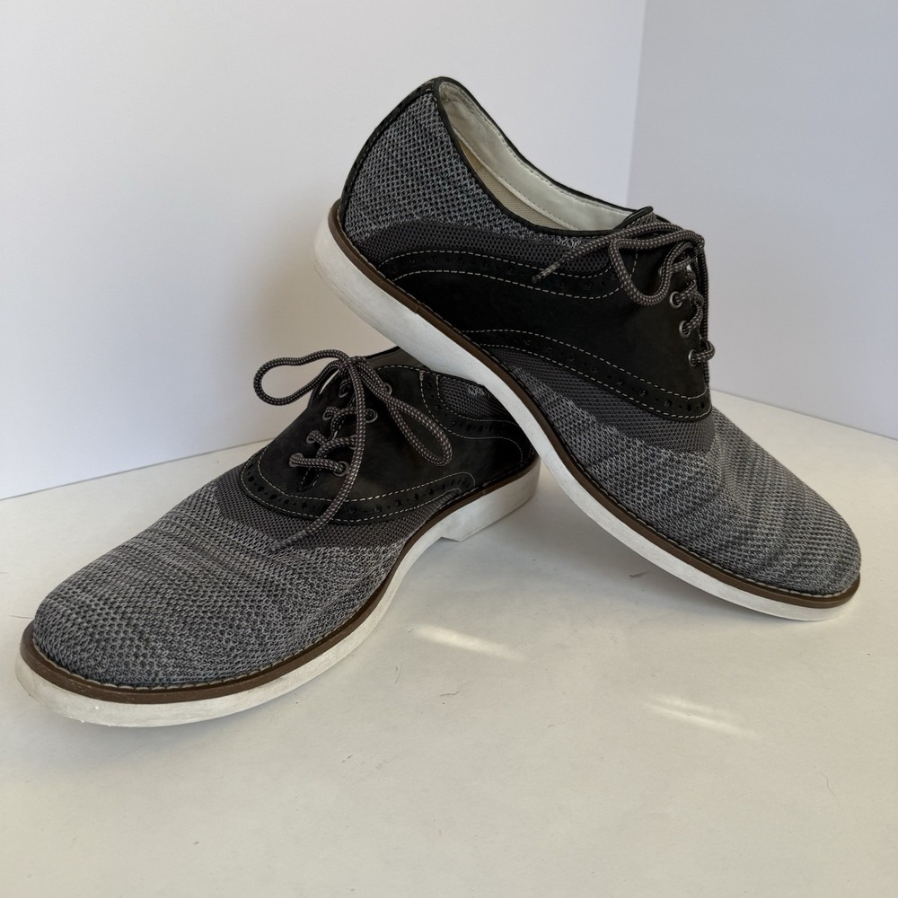 Johnston & Murphy Gray Knit Oxford Dress Shoes Casual Lace Up Comfort  Sz 10M
